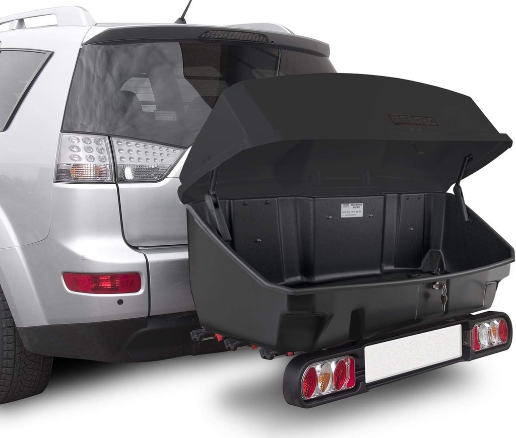 Porte-velos 4 vélos + Coffre sur attelage 300L Menabo Nekkar noir + Race 4