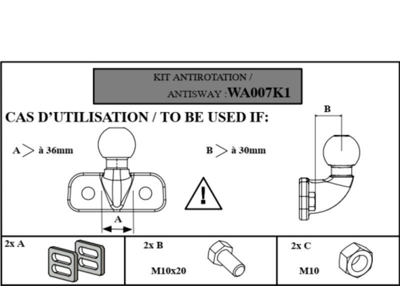 Kit antirotation plaque vissée -  Mottez A007K1