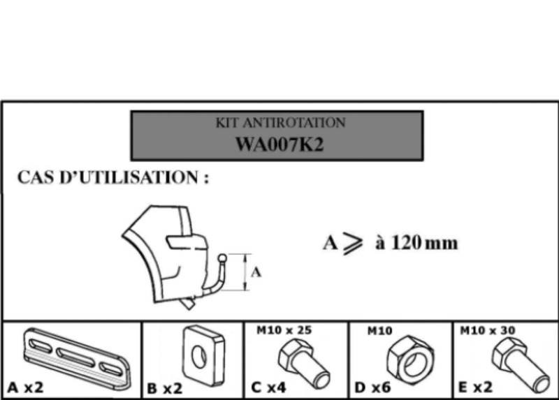 Kit antirotation col long - Mottez A007K2