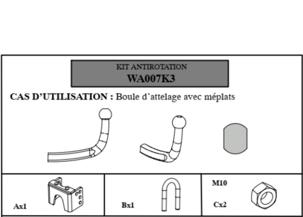 Kit antirotation col fraisé - Mottez A007K3