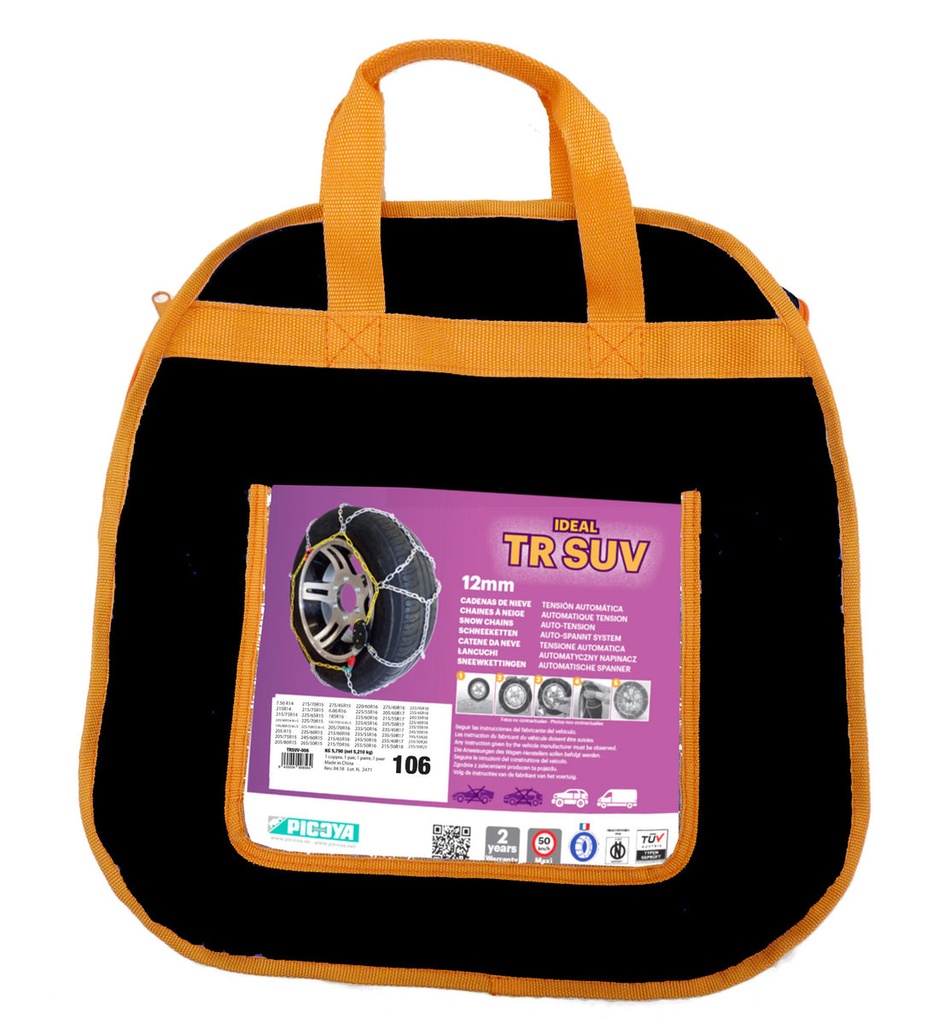 Jeu de Chaines Neige Voiture et SUV PICOYA Ideal TR n°110 | Taille: 225/75-17.5