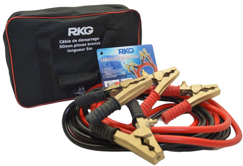 Câbles de démarrage Pro 50mm² 5m 1000A RKG - Pinces en cuivre/laiton