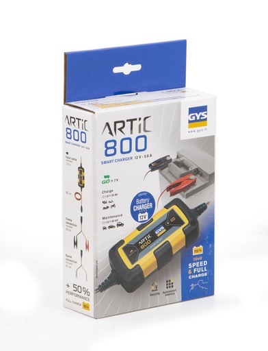 [GYS 029569] Chargeur de batterie GYS ARTIC 800 pour batterie de 1.6 À 25Ah - Moto - Tondeuse - Jet-ski - Karting
