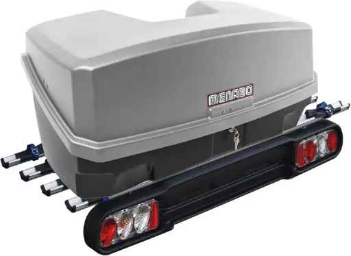 [MENANEKKAR-RACE4] Porte-velos 4 vélos + Coffre sur attelage 300L Menabo Nekkar + Race 4