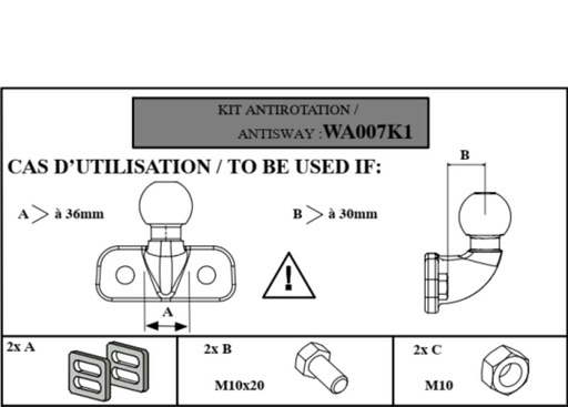 [MOTTA007K1] Kit antirotation plaque vissée -  Mottez A007K1